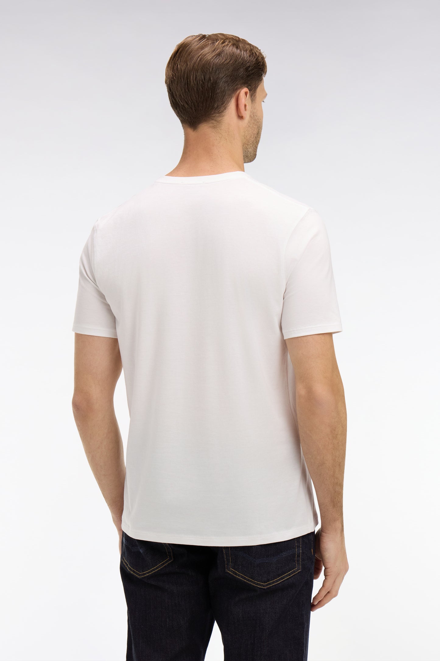 V-neck white light pima cotton t-shirt