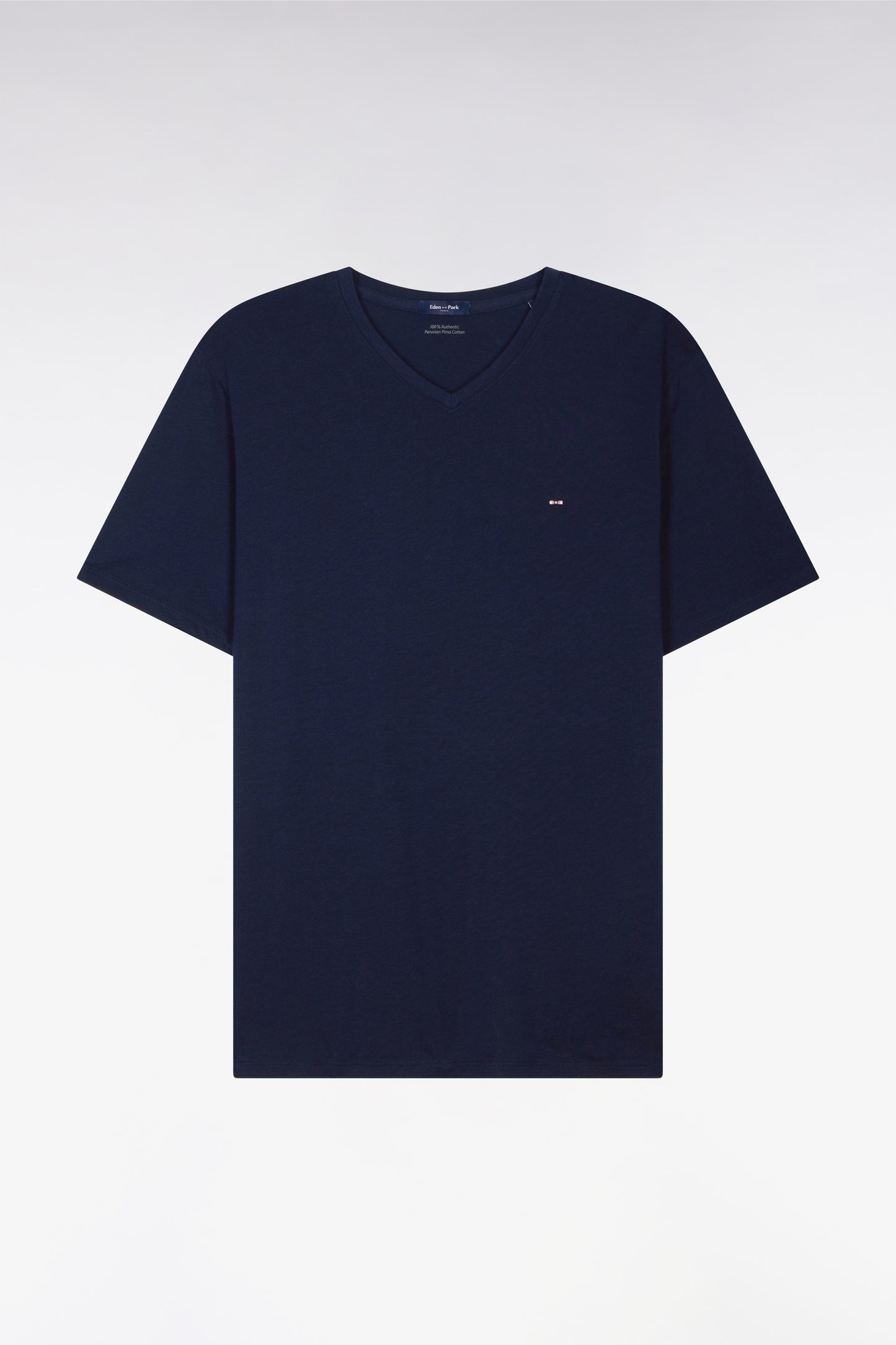 V-neck navy light pima cotton t-shirt