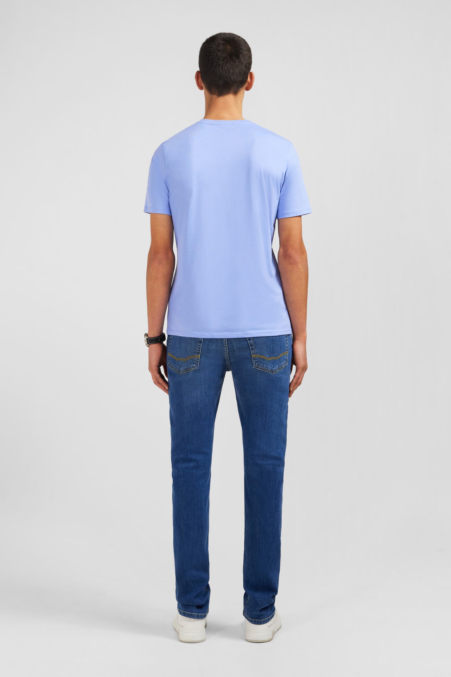 V-neck blue light pima cotton t-shirt