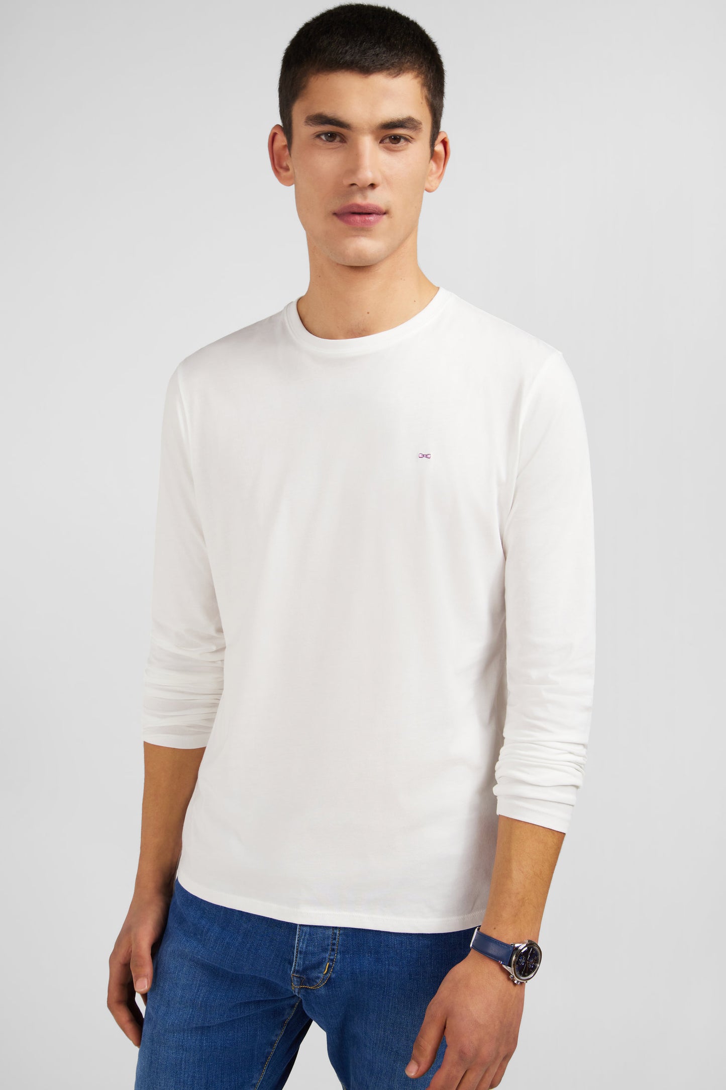 Long sleeved white cotton t-shirt