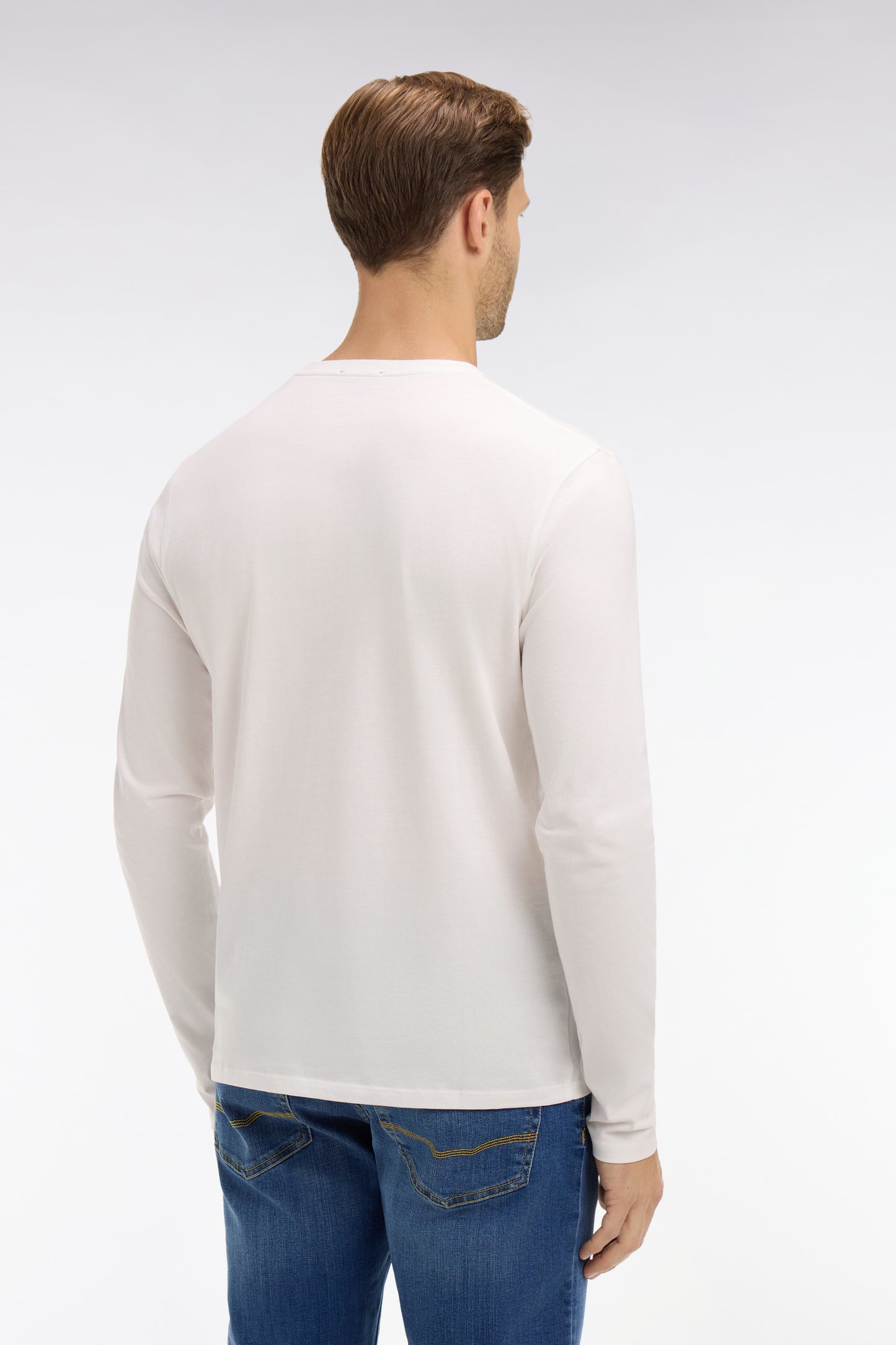 Long sleeved white cotton t-shirt