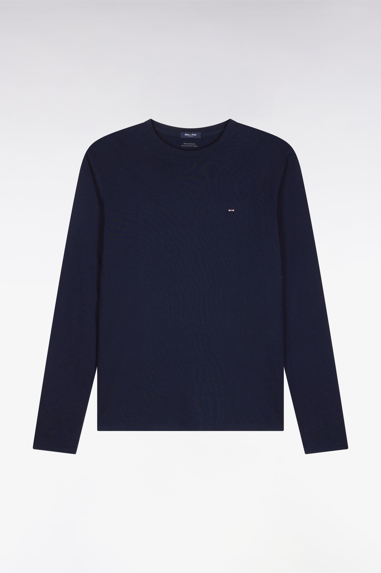 Long sleeved navy blue cotton t-shirt