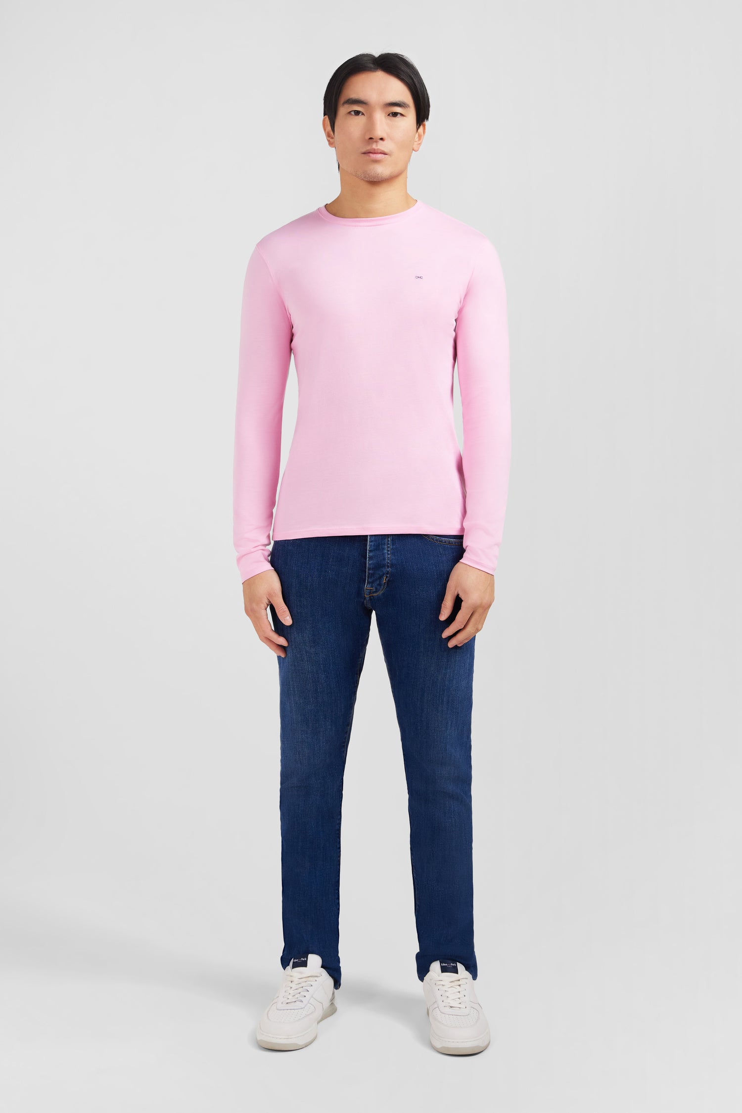 Long sleeved pink cotton t-shirt