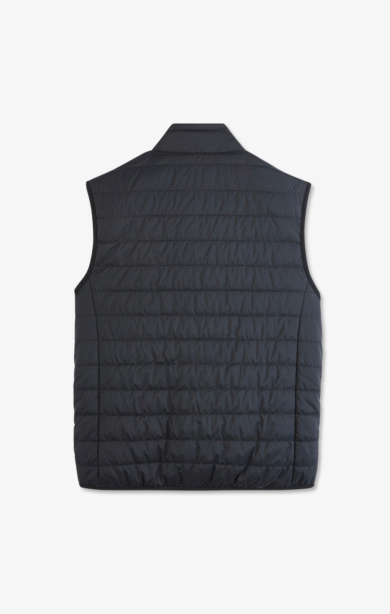 Navy blue sleeveless puffa jacket