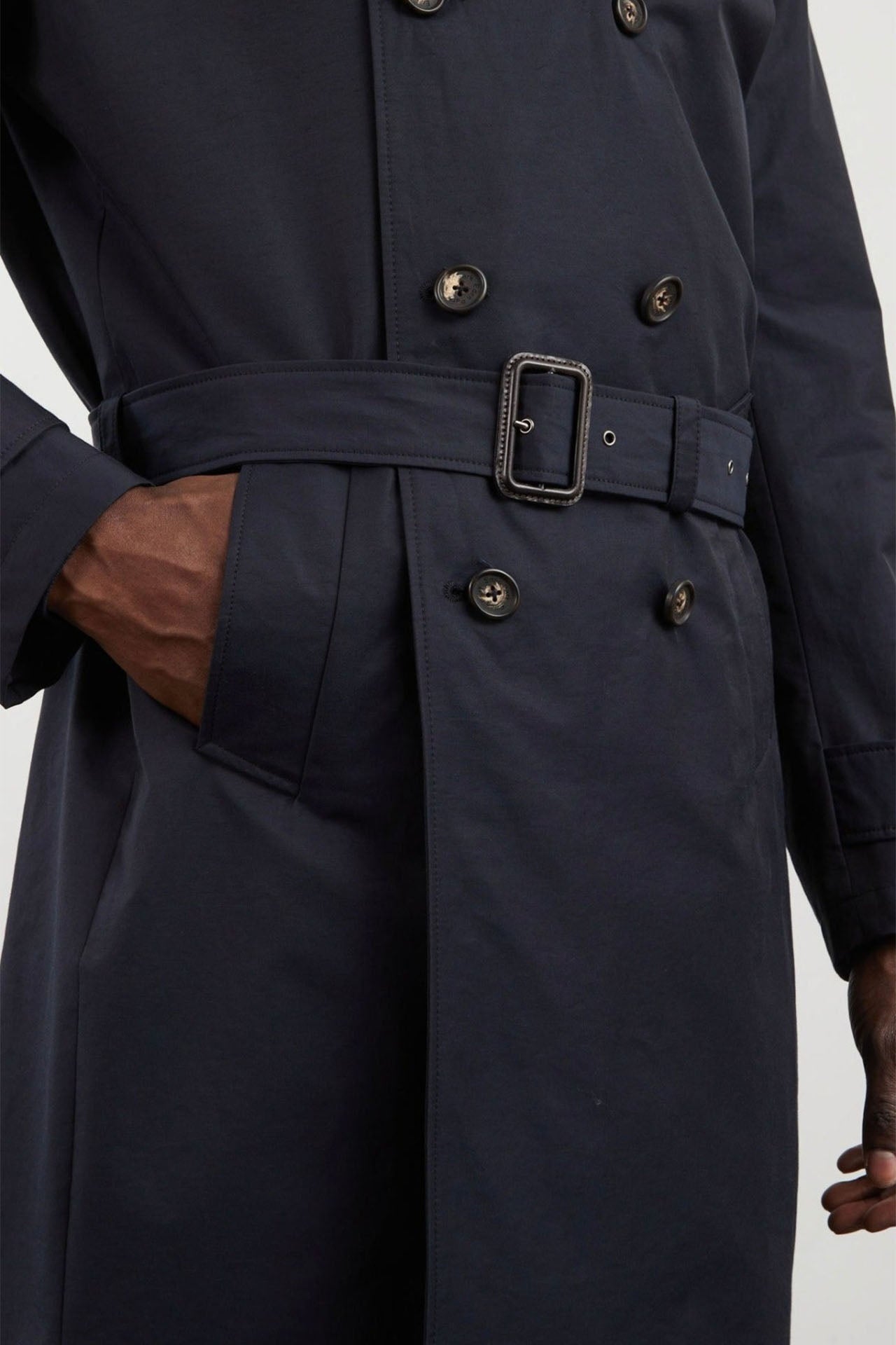 Navy blue waterproof trench coat