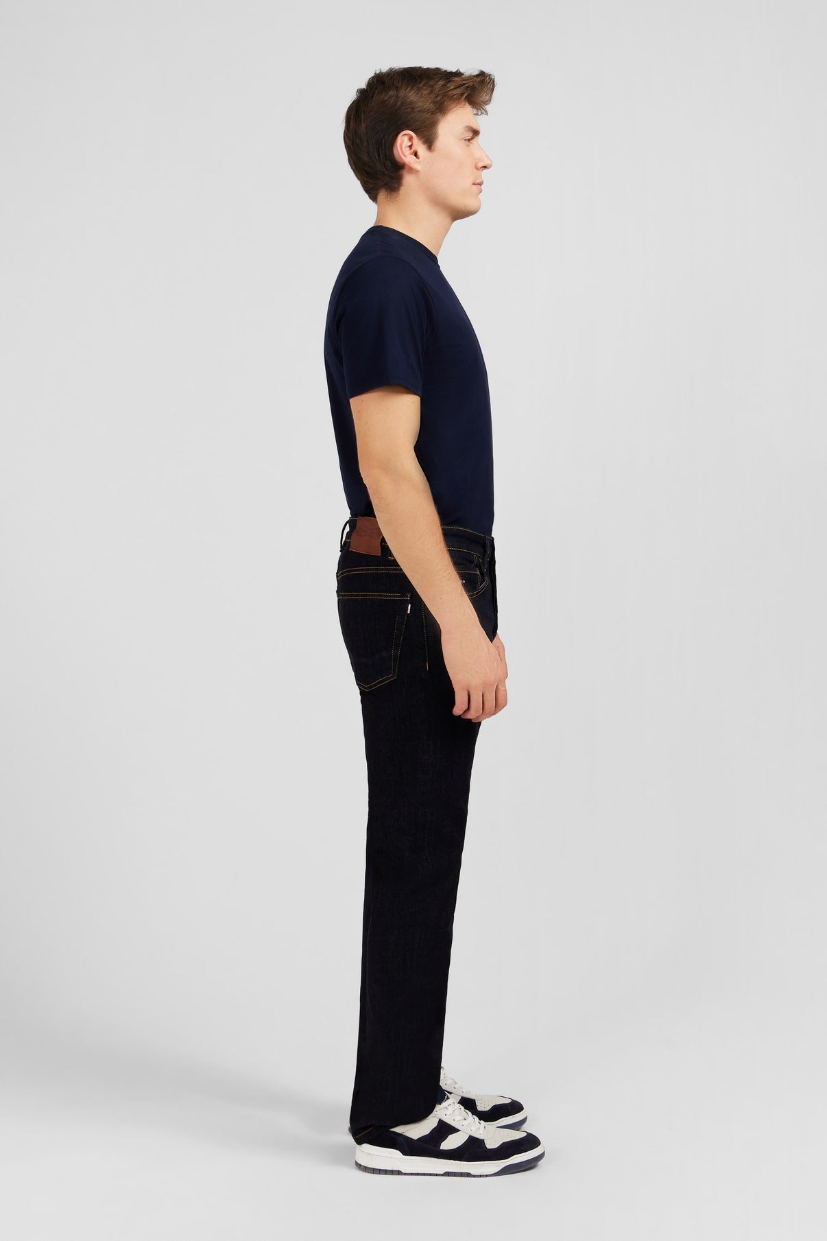 Navy blue jeans in stretch cotton