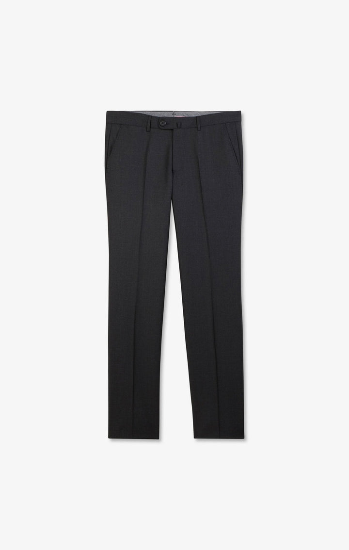 Regular dark grey wool trousers with broken fold