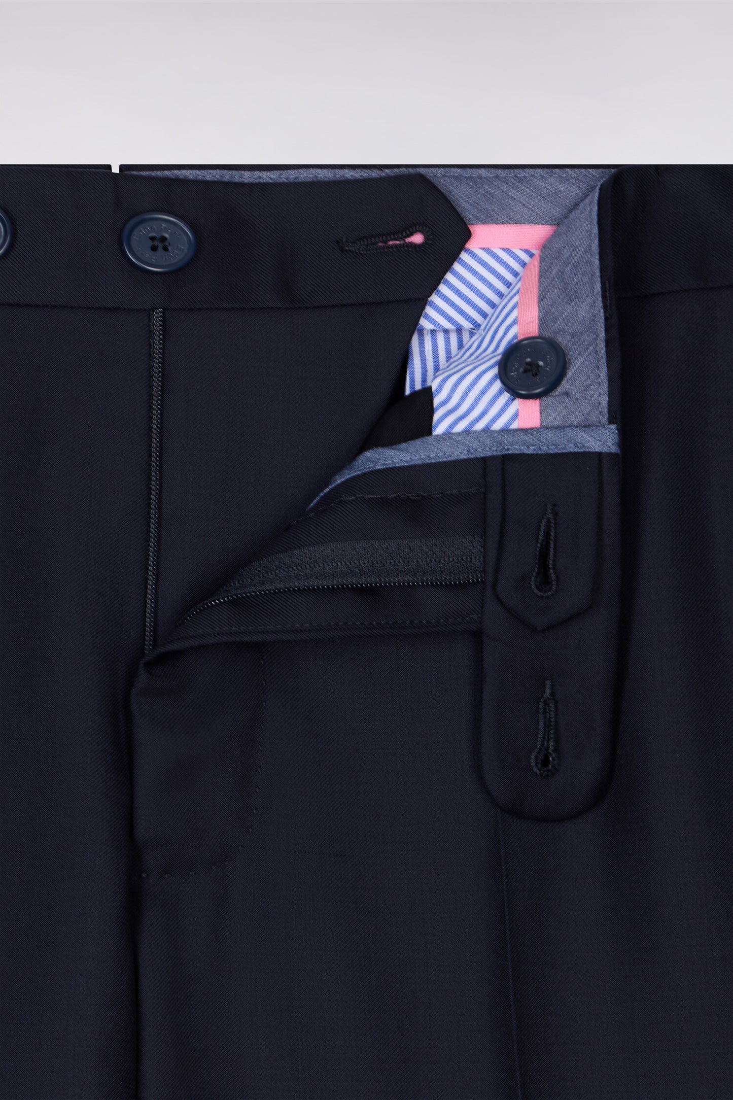 Regular dark blue wool trousers with broken fold