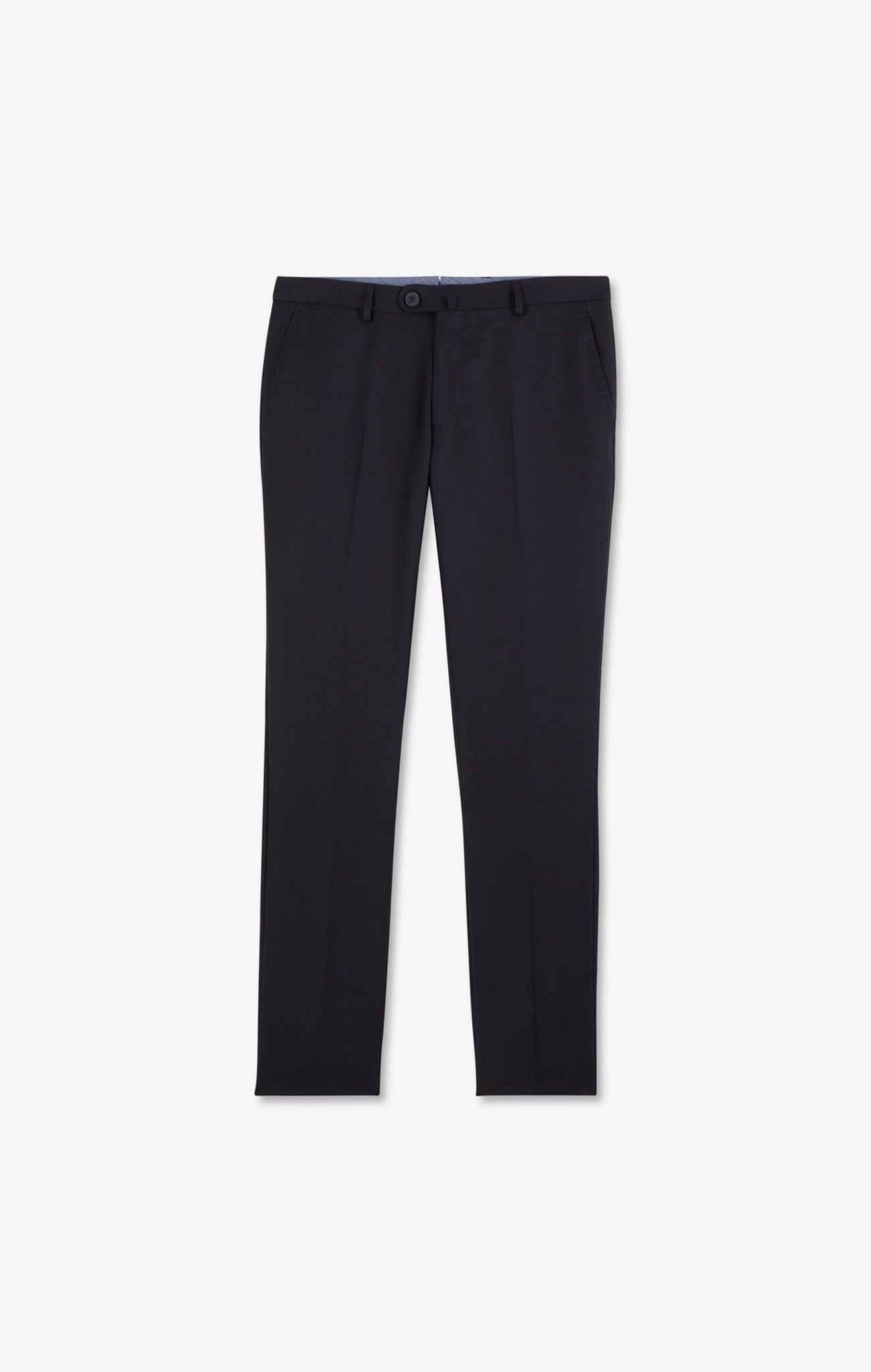 Pantalon slim bleu foncé en laine à plis cassés