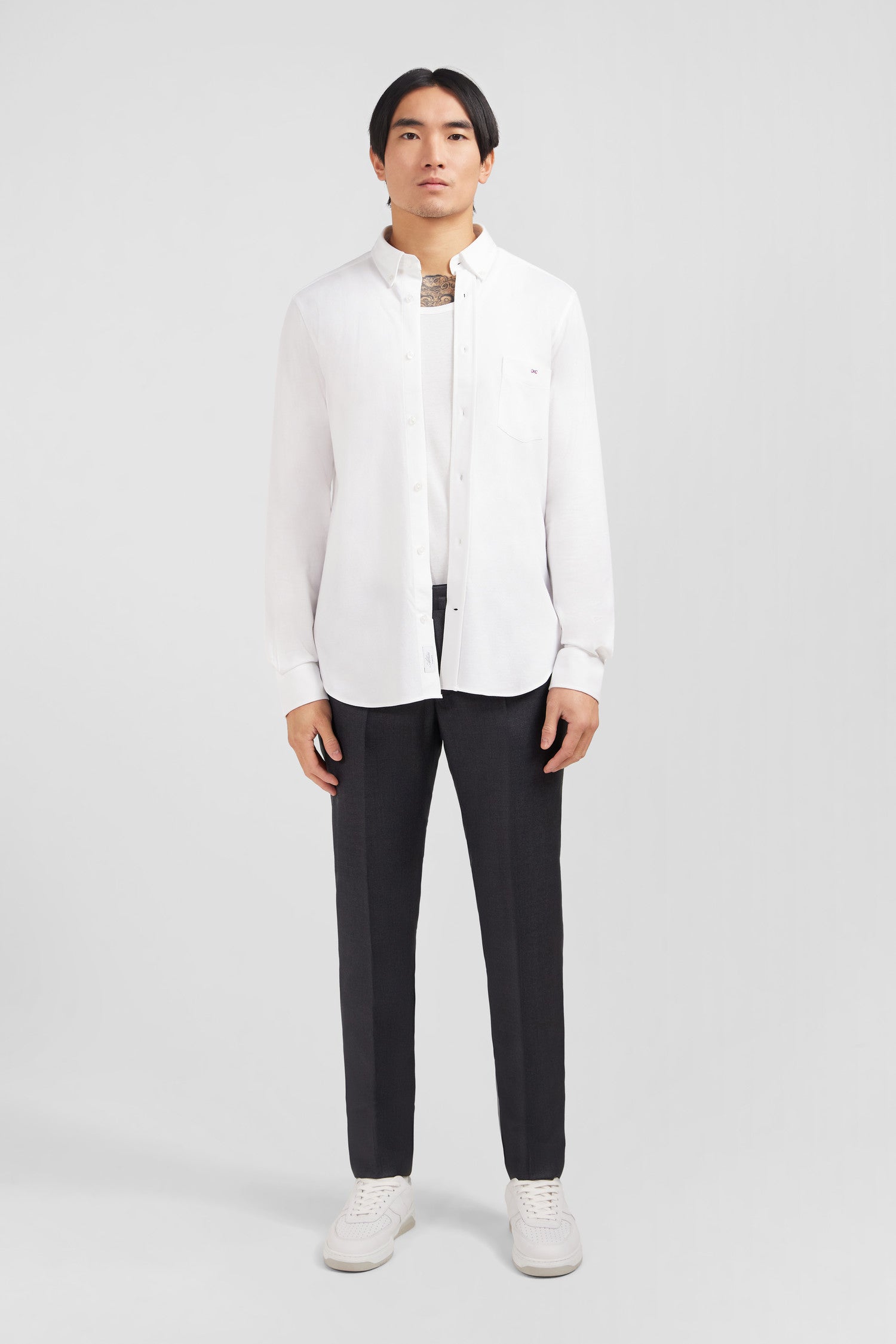 White cotton pinpoint shirt