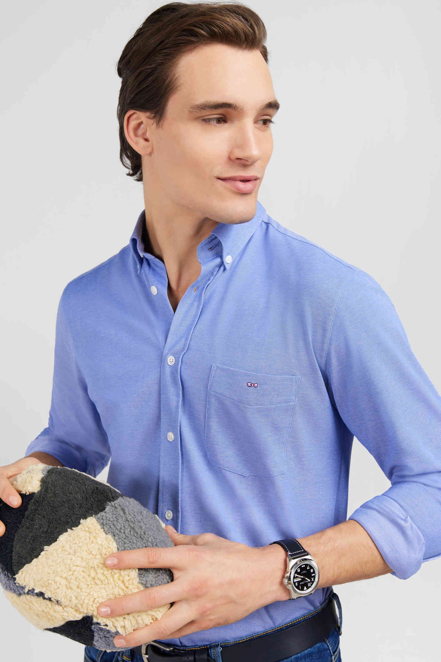 Blue cotton pinpoint shirt