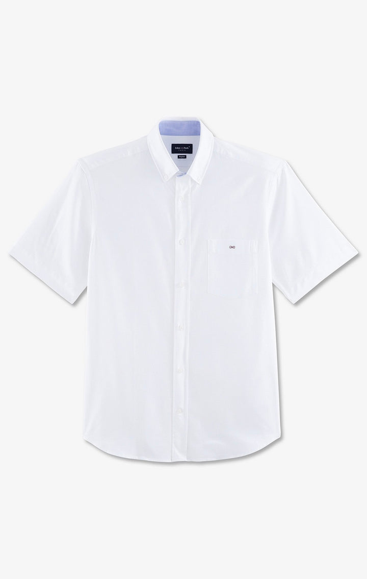 Short sleeved white cotton shirt