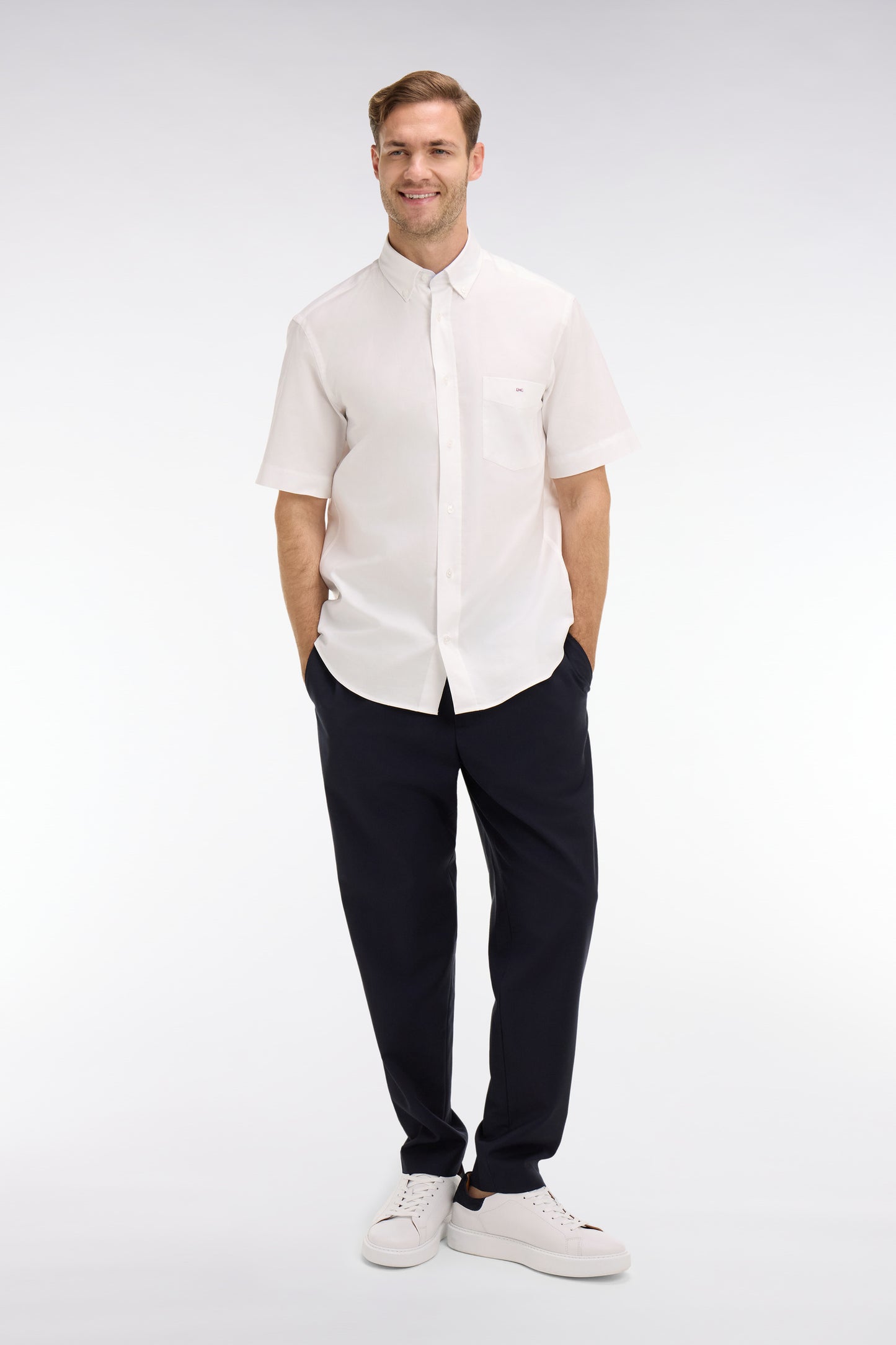 Short sleeved white cotton shirt