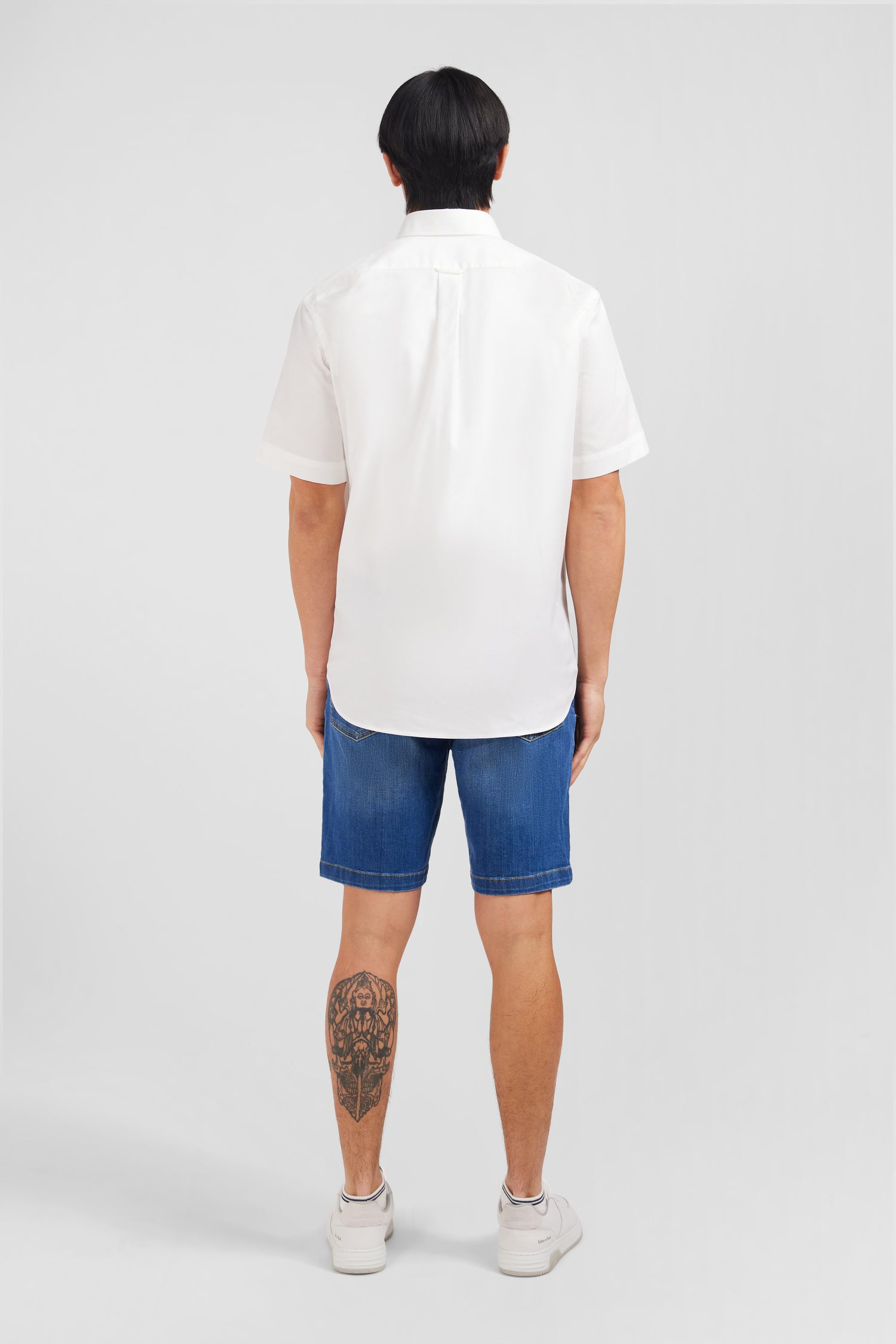 Short sleeved white cotton shirt