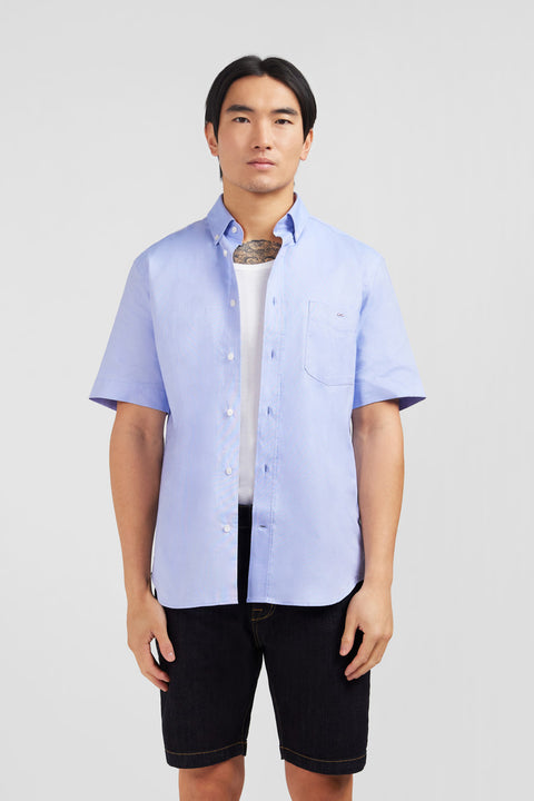 Short sleeved blue cotton shirt - Image 1