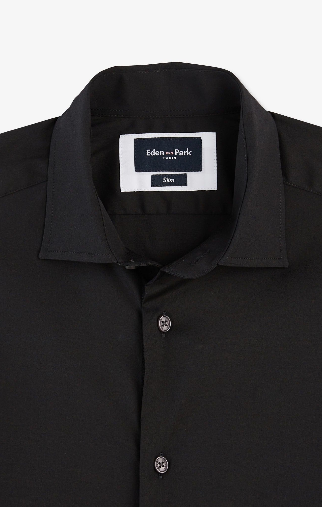 Slim-fit black shirt in stretch poplin