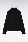 Black virgin wool and cashmere turtleneck sweater