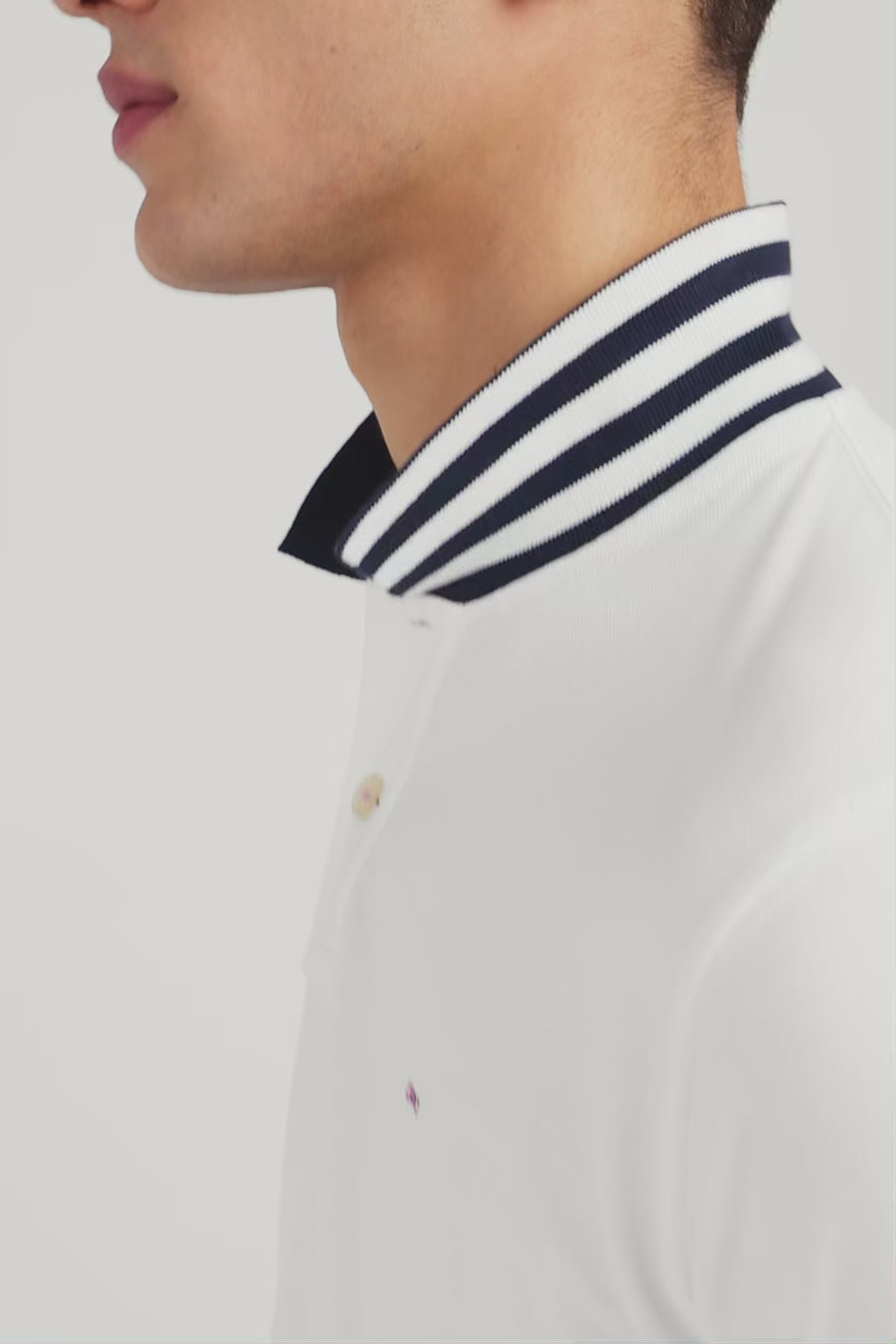 White cotton polo with contrasting neck