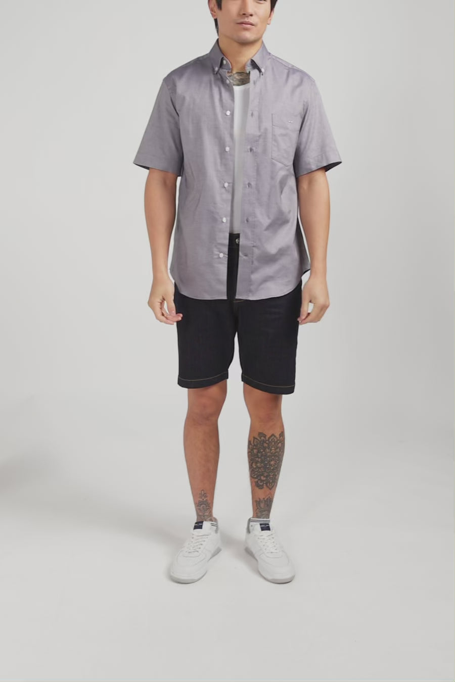 Short sleeved grey cotton shirt