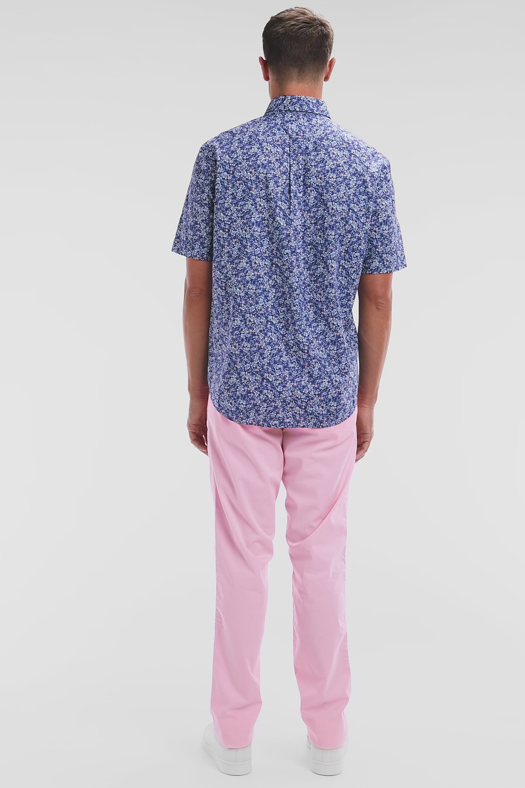 Pantalon chino sans plis en coton stretch rose coupe droite