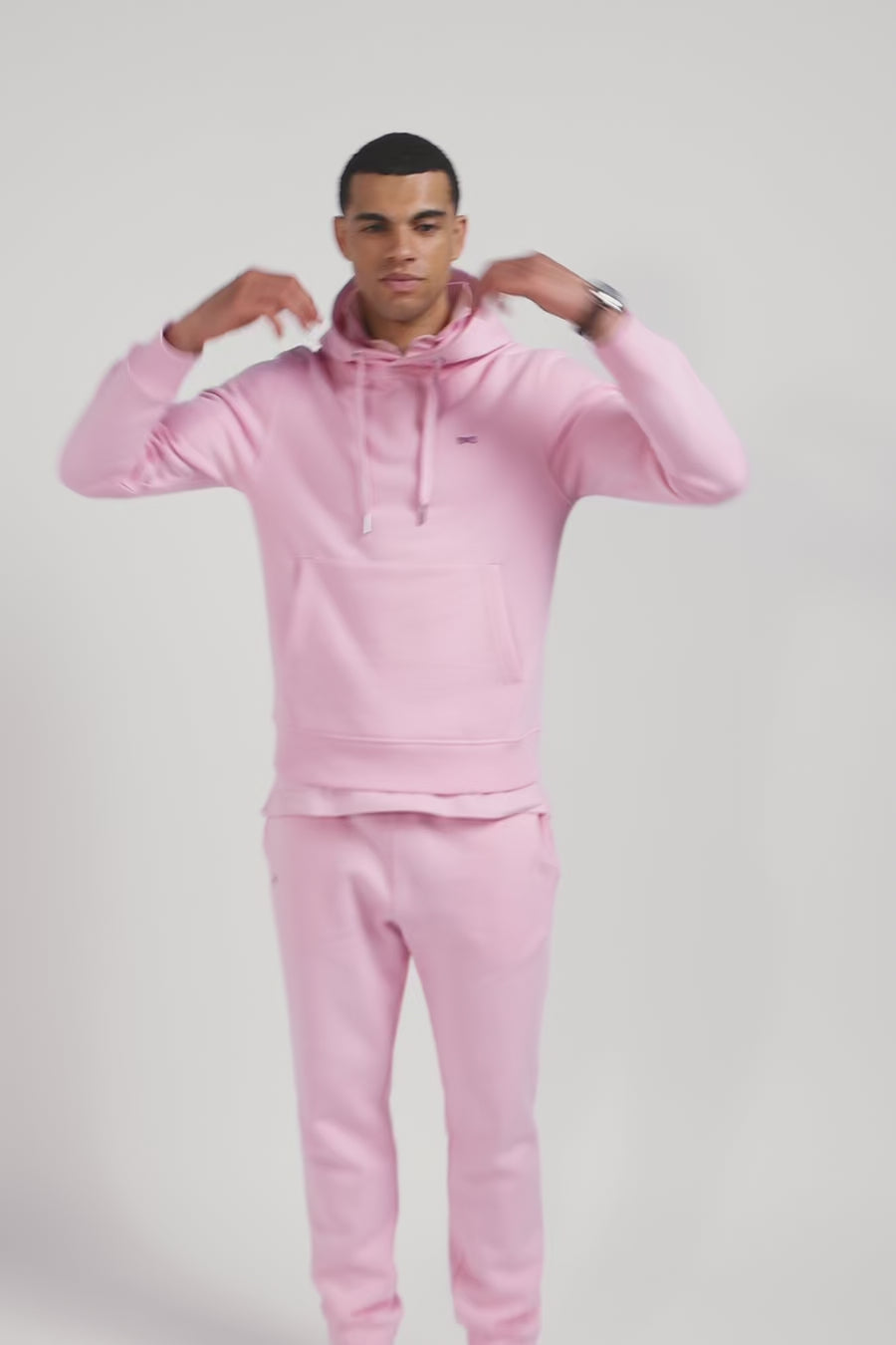 Regular pink brushed cotton fleece hoodie