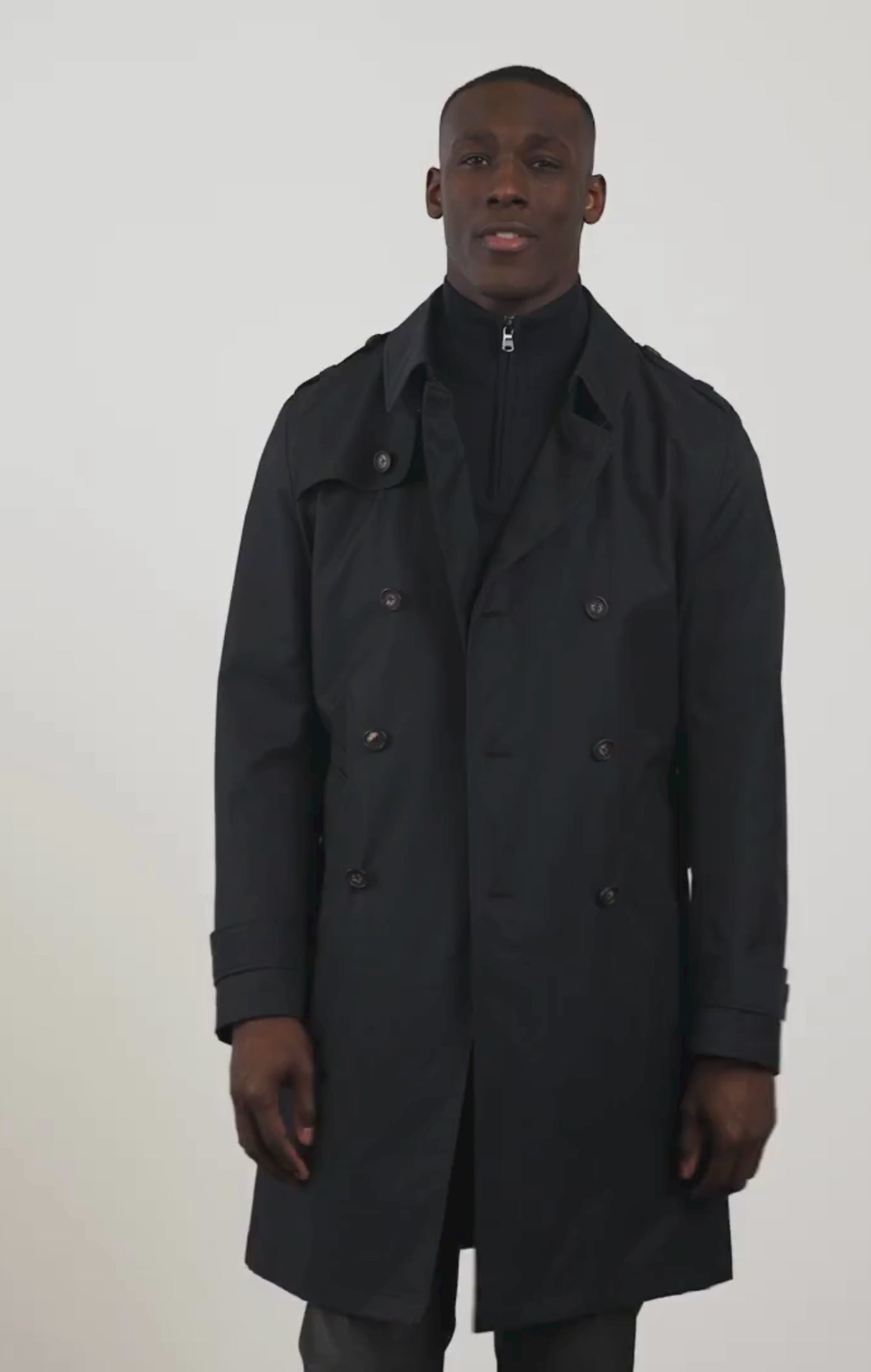 Navy blue waterproof trench coat