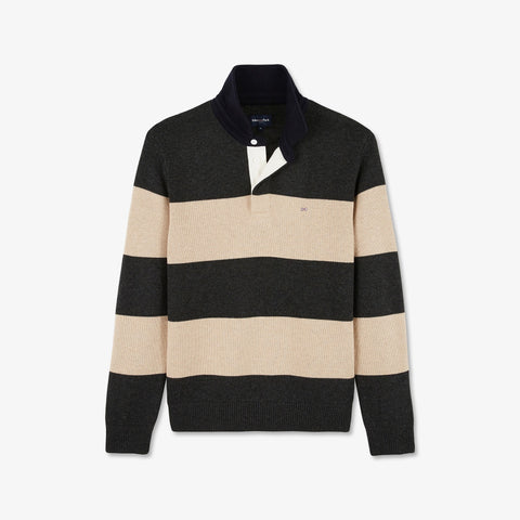 Beige striped polo-neck jumper - Image 2