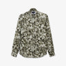 Khaki linen shirt with a floral print