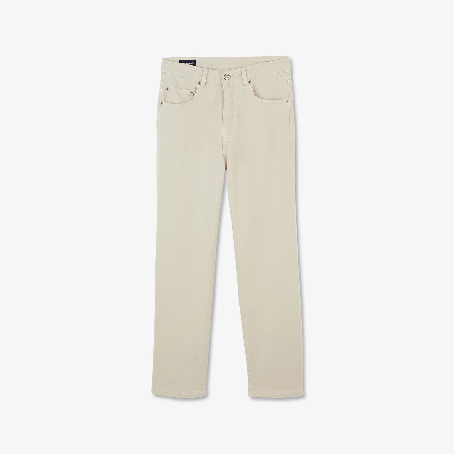Ecru denim trousers with a 7/8th cut