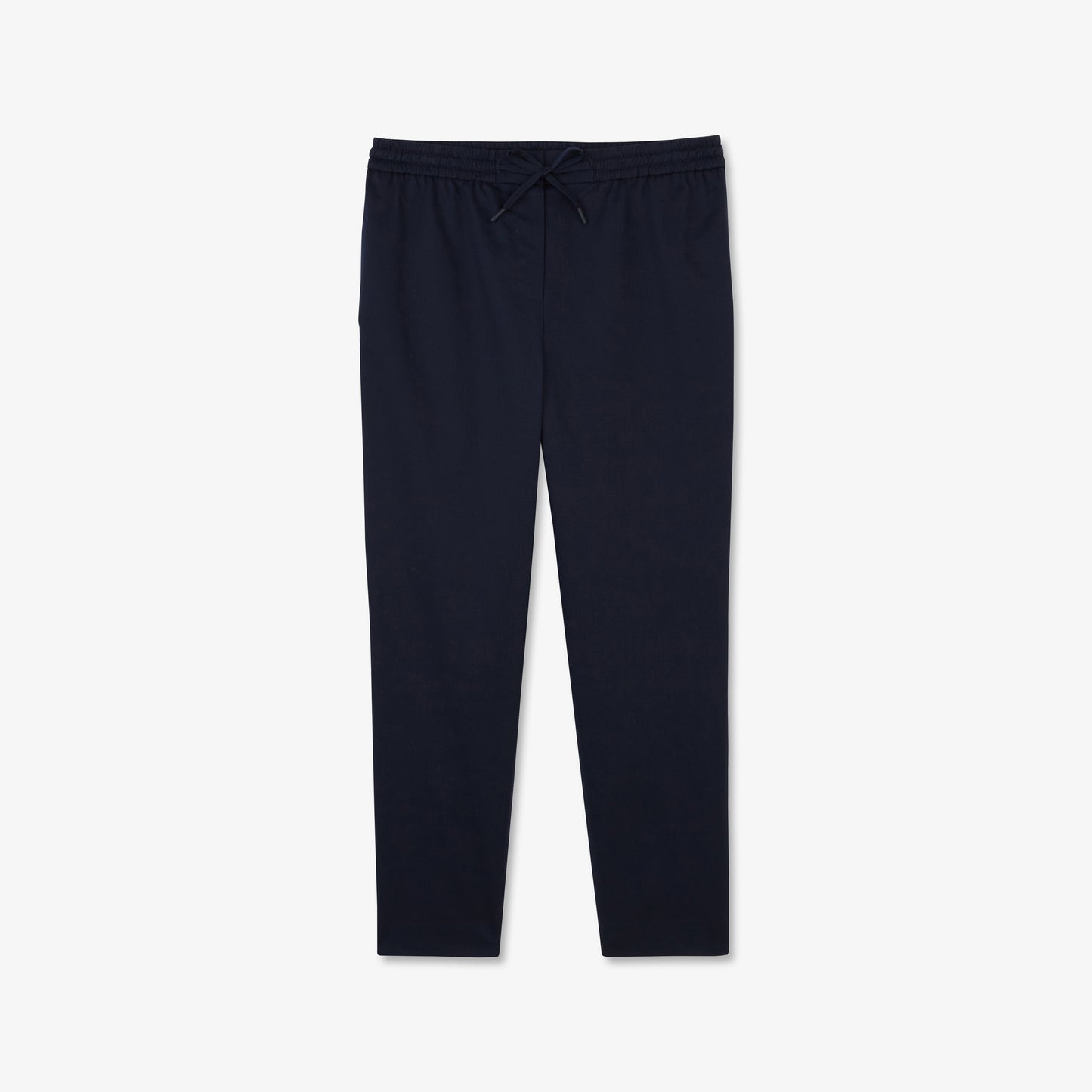 Dark blue trousers with elasticated waist
