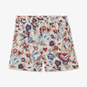 White swim shorts with exclusive floral print