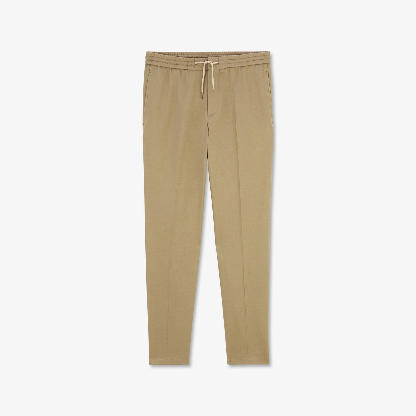Beige trousers with loose pleats