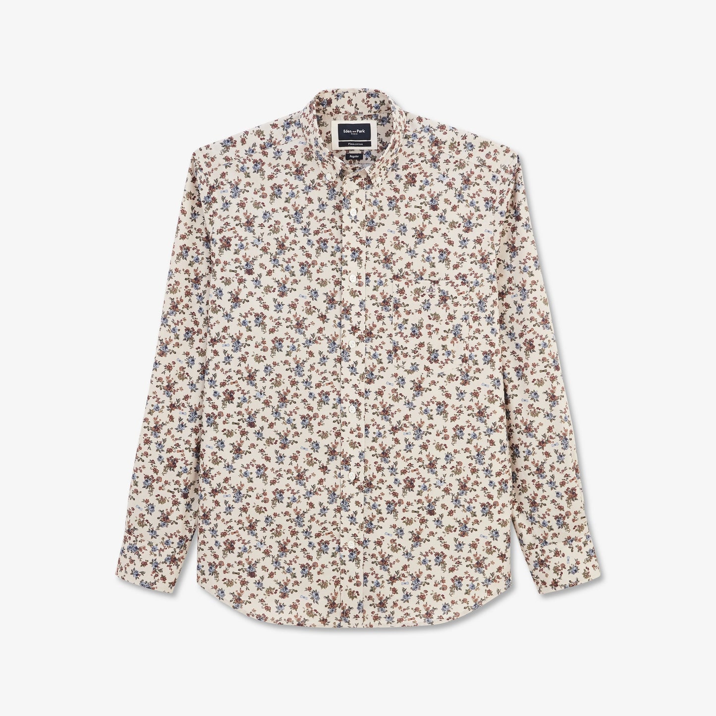 Beige Pima cotton shirt with exclusive print