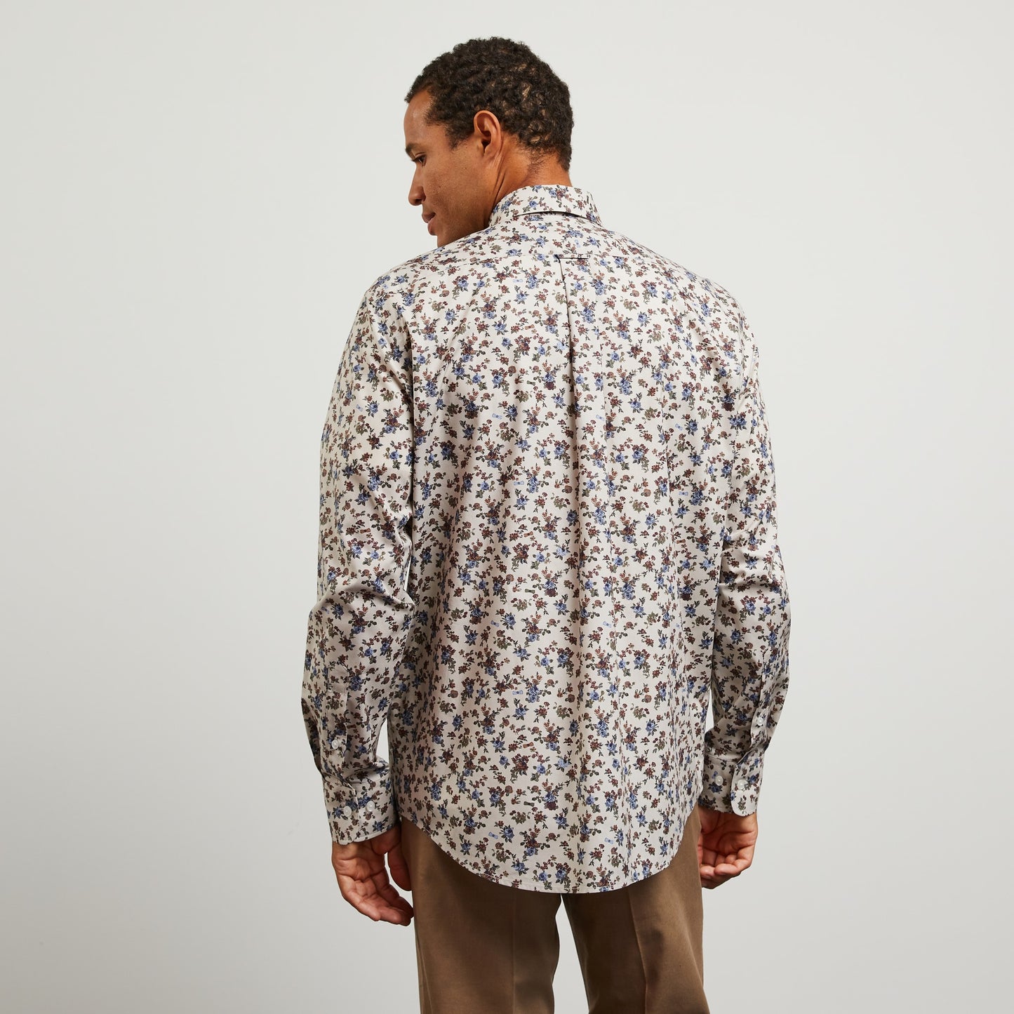 Beige Pima cotton shirt with exclusive print