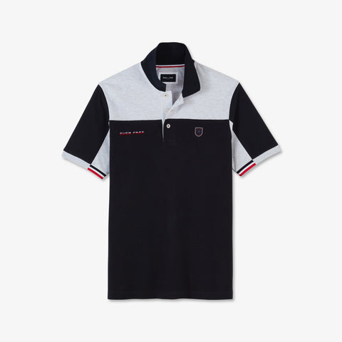 Grey colour-block polo in cotton pique - Image 2