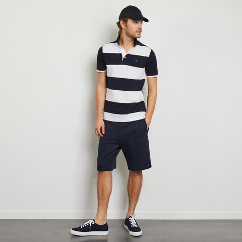 Striped short-sleeved polo - Image 1