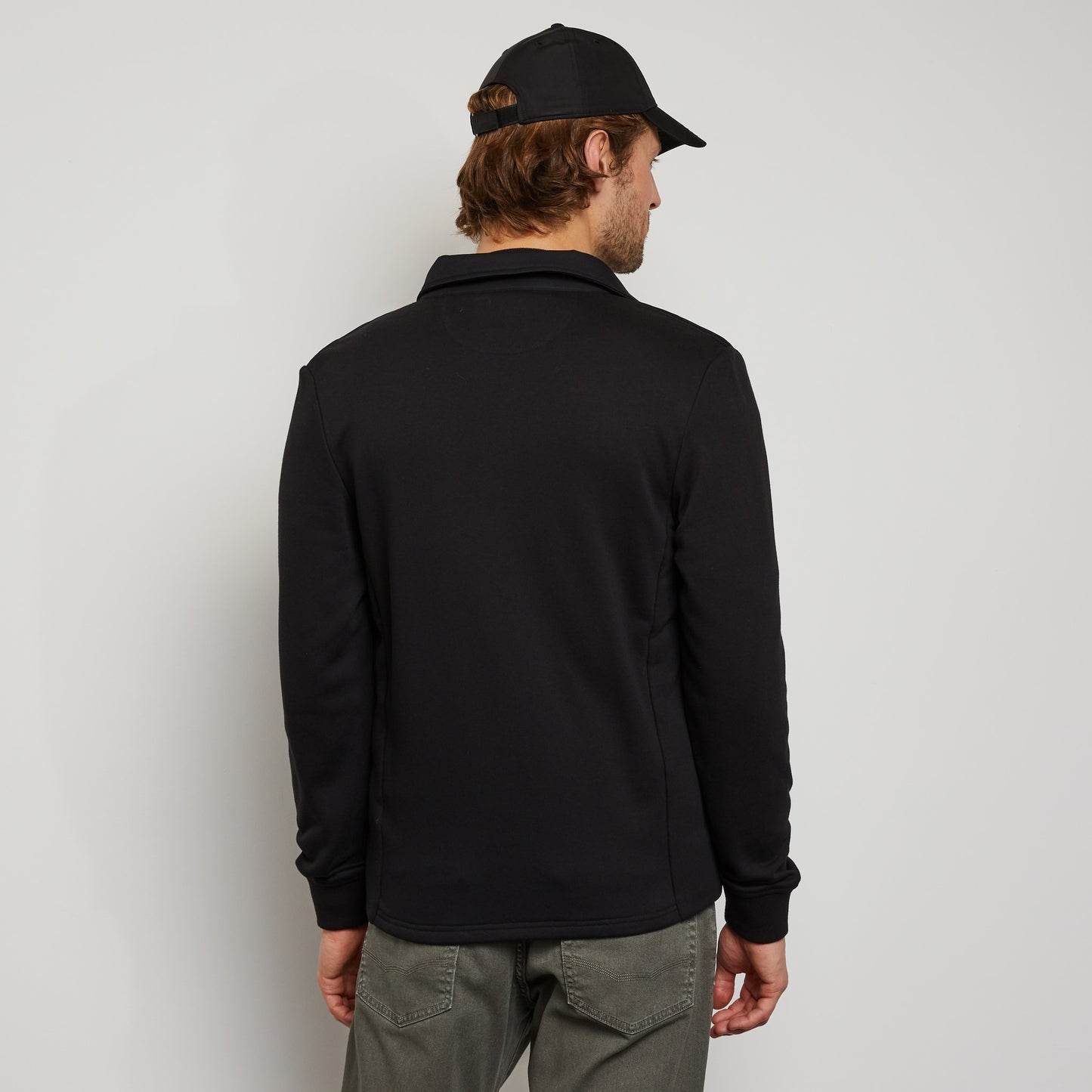 Bi-fabric zipped sweatshirt