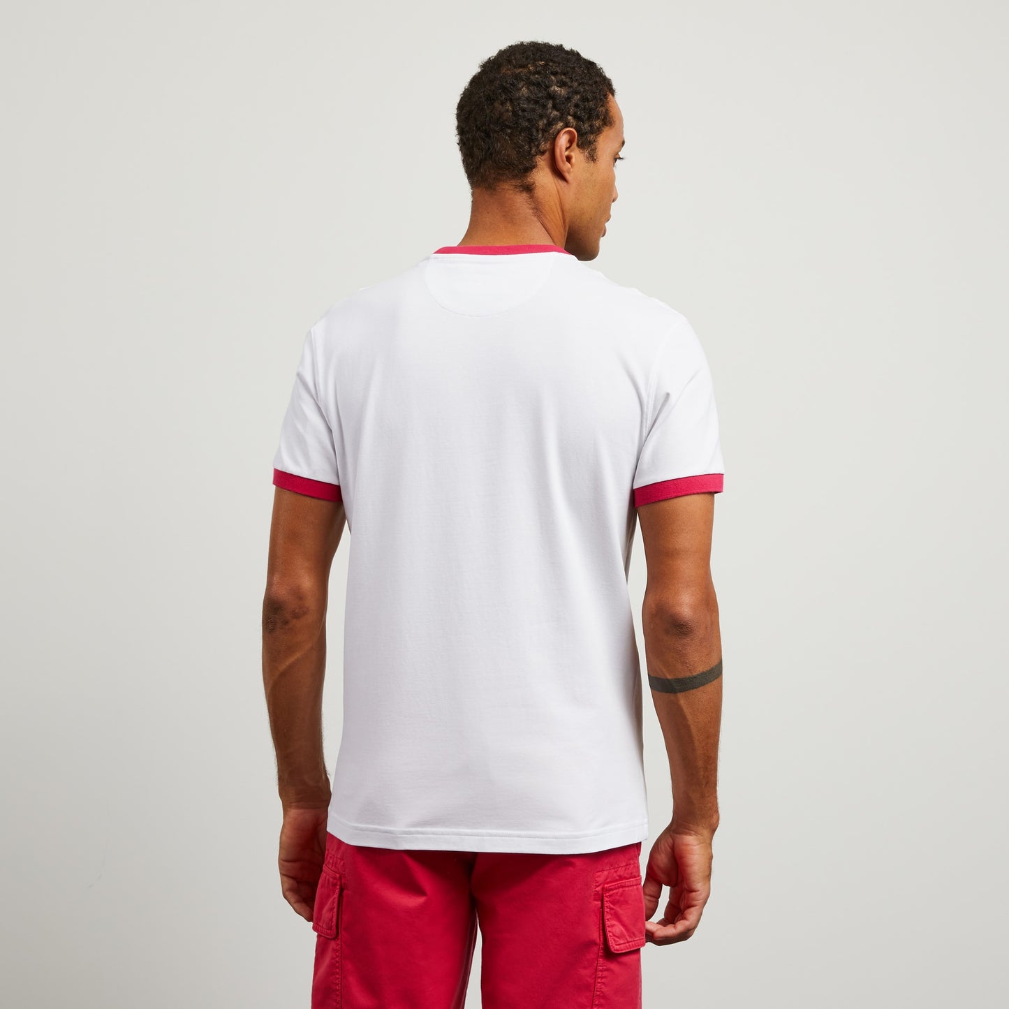 Plain white T-shirt with contrasting trims