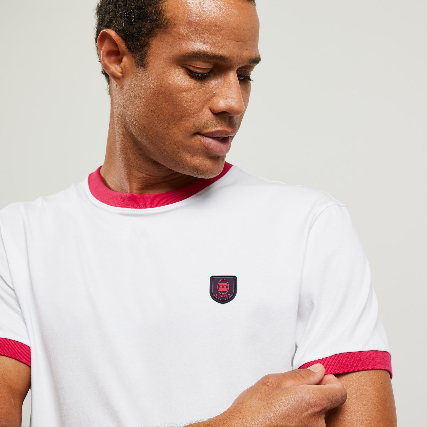 Plain white T-shirt with contrasting trims