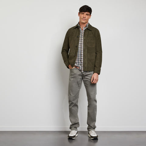 Khaki suedine overshirt - Image 1