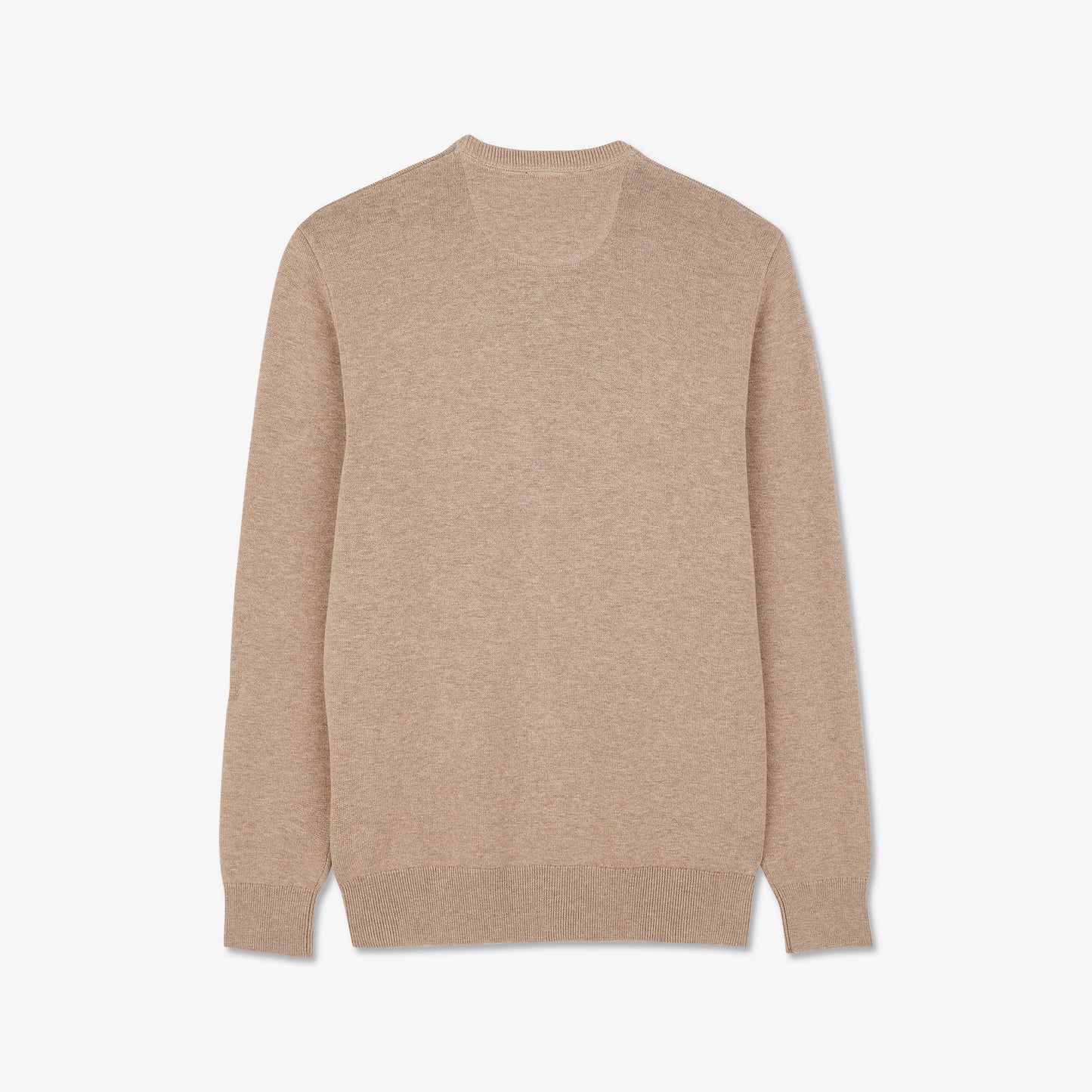 Round-neck beige wool blend sweater