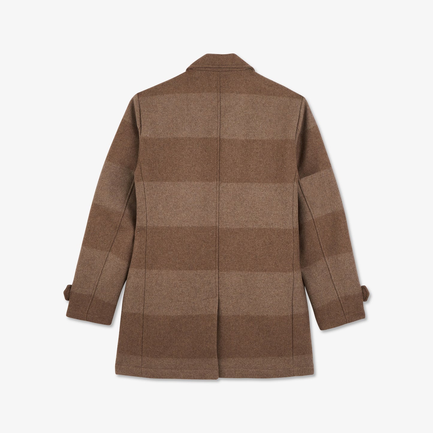 Short camel coat in striped wool blend
